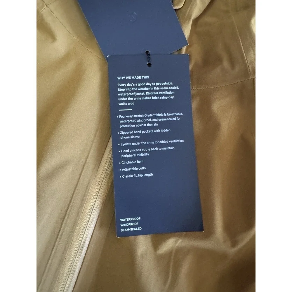 NEW Lululemon Stretch Glyde Waterproof Jacket Size Small Melt Yellow Cinchable - Picture 7 of 16
